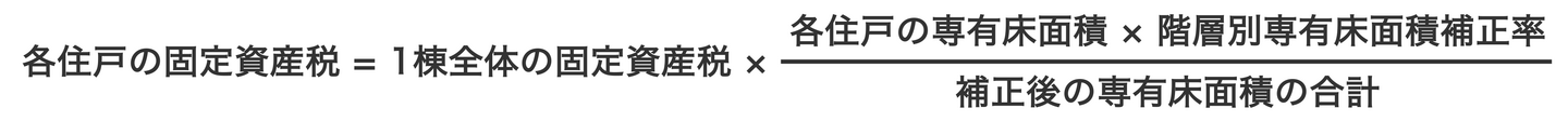各住戸の固定資産税の計算式