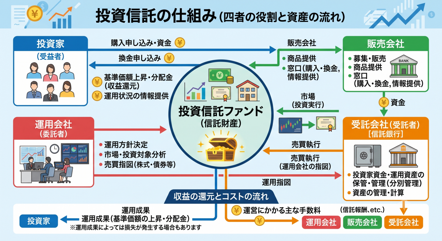 投資信託の仕組みと関係図