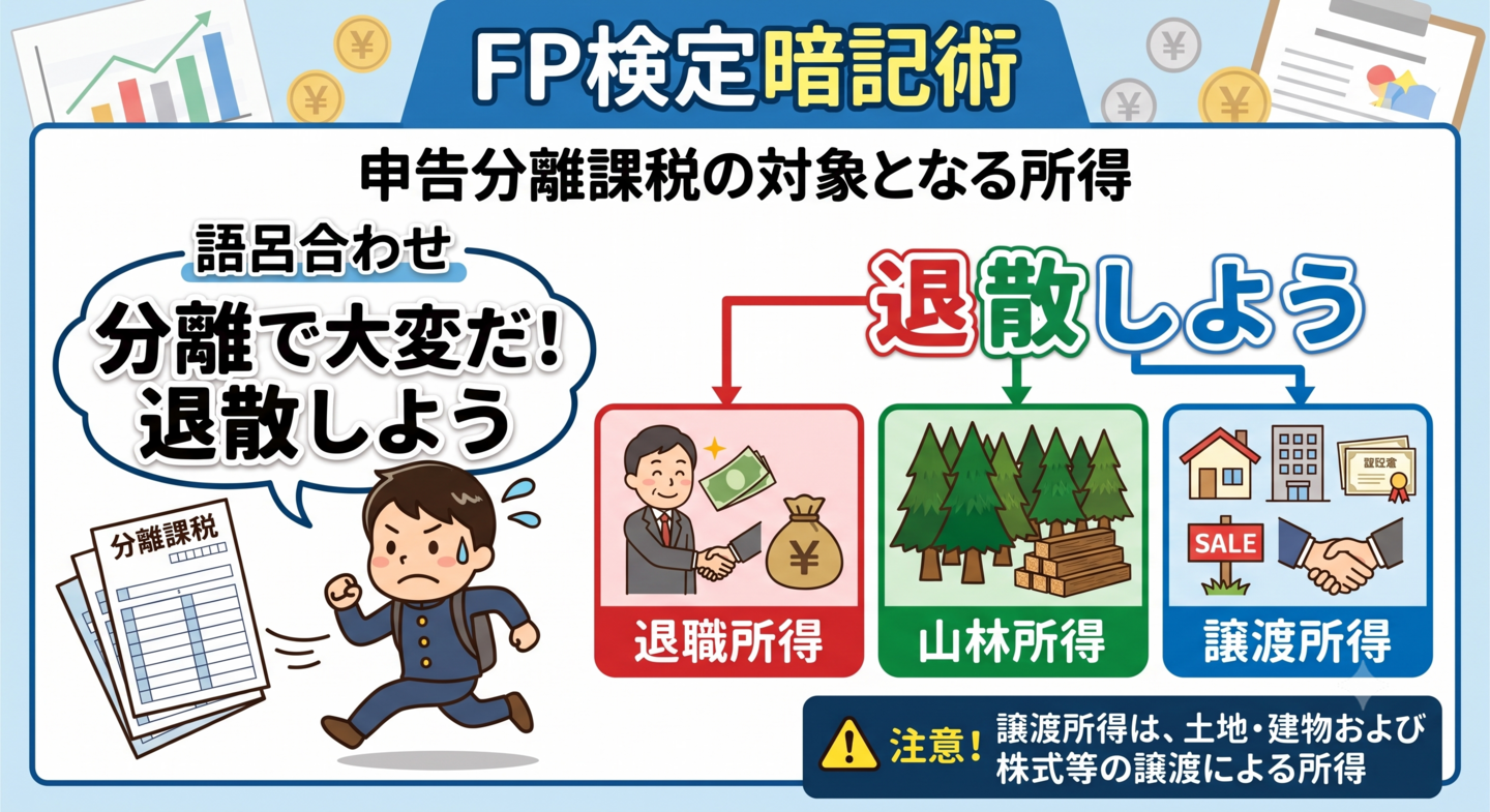 FP検定暗記術_申告分離課税の対象となる所得